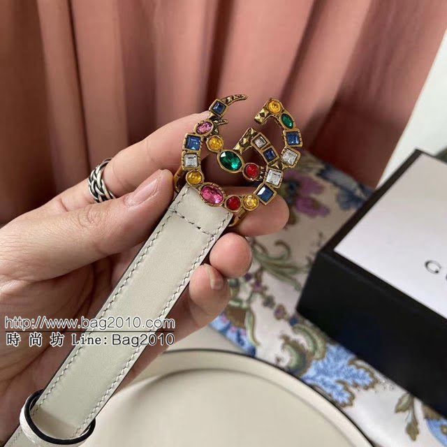 Gucci女士皮帶 古奇彩鑽雙面牛皮腰帶  jjp1555